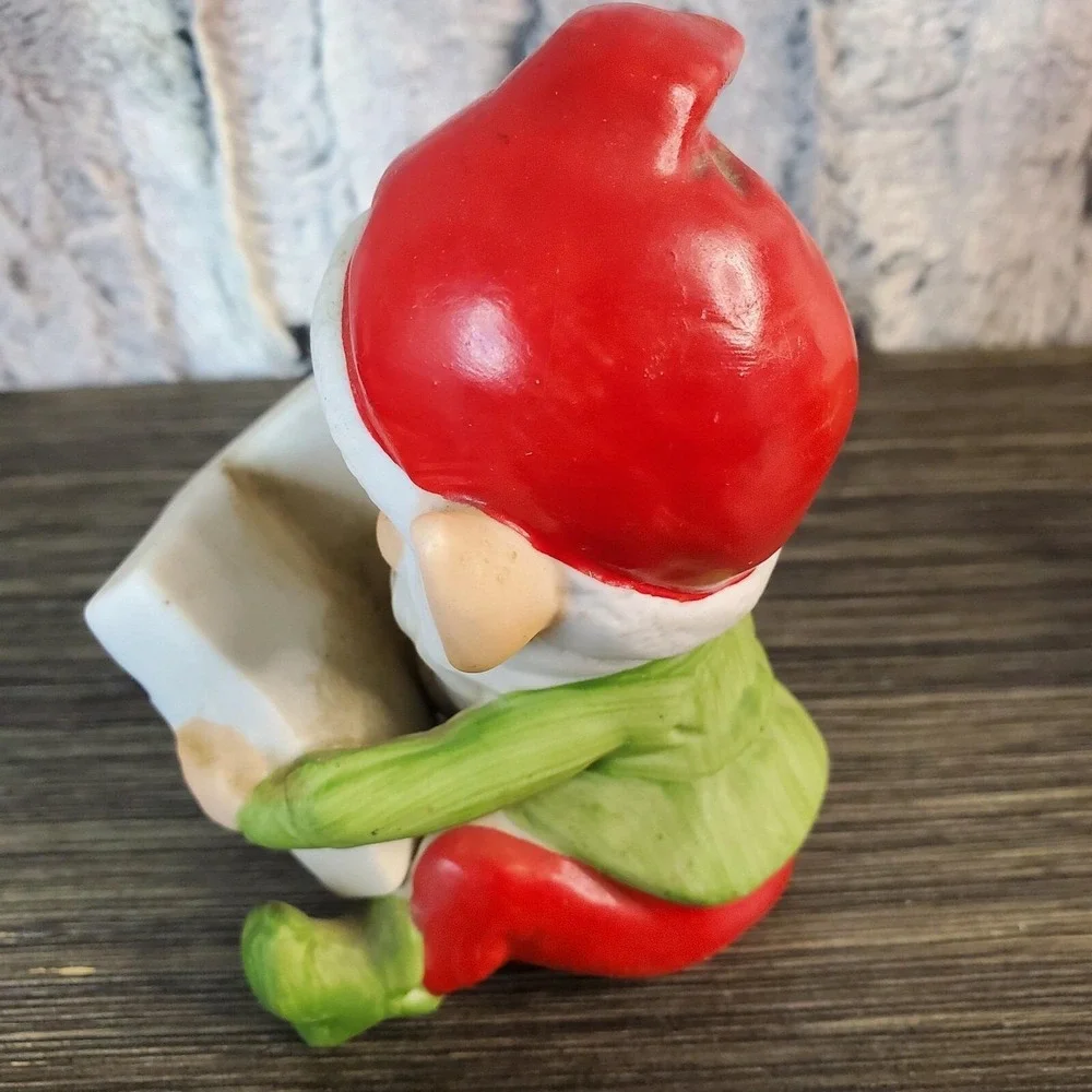 Christmas Elf Figurines Vintage Homco Ceramic Porcelain Set of Two 3.75